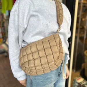 Puffer Crossbody Bag - Taupe
