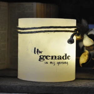 Windlicht - Uw genade is mij genoeg - Wax kaars