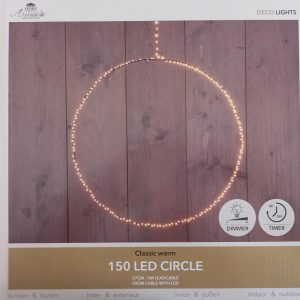 Cirkel zwart 27cm/150led warm wit 5m aanloopsnoer timer/dimmer/trafo