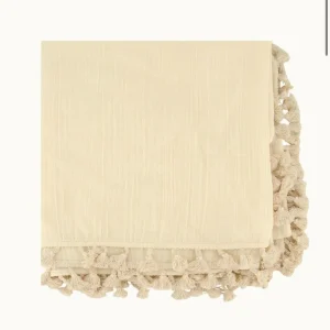 Zusss Sjaal in crincle katoen met kwastjes - Kit / Zand