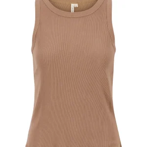 Zusss Singlet Ronde Hals In Rib - Taupe