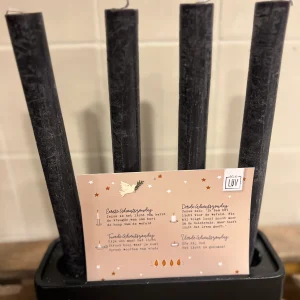 Kaarsenstandaard / Adventskalender incl. 4 kaarsen met prachtige kaart voor de 4 Adventszondagen