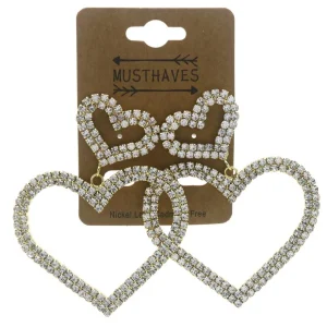 Prachtige lange Oorbellen - Hart - Goudkleurig met steentjes