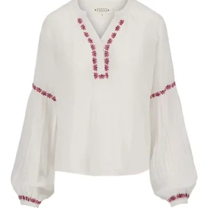 ZUSSS BLOUSE LANGE MOUW MET BORDUUR DETAILS WIT