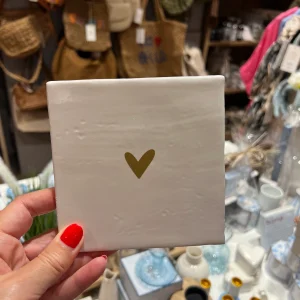 Tegeltje - Hartje - Wit / Goud