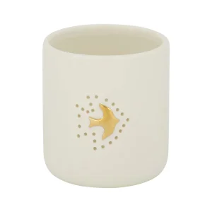 Zusss - Waxinelichthouder Keramiek Vogeltje - Wit/Goud