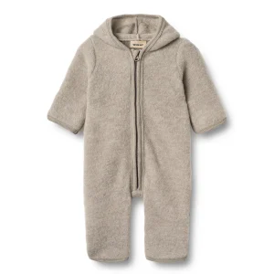 Wheat - merino wool fleece suit Ata - khaki melange