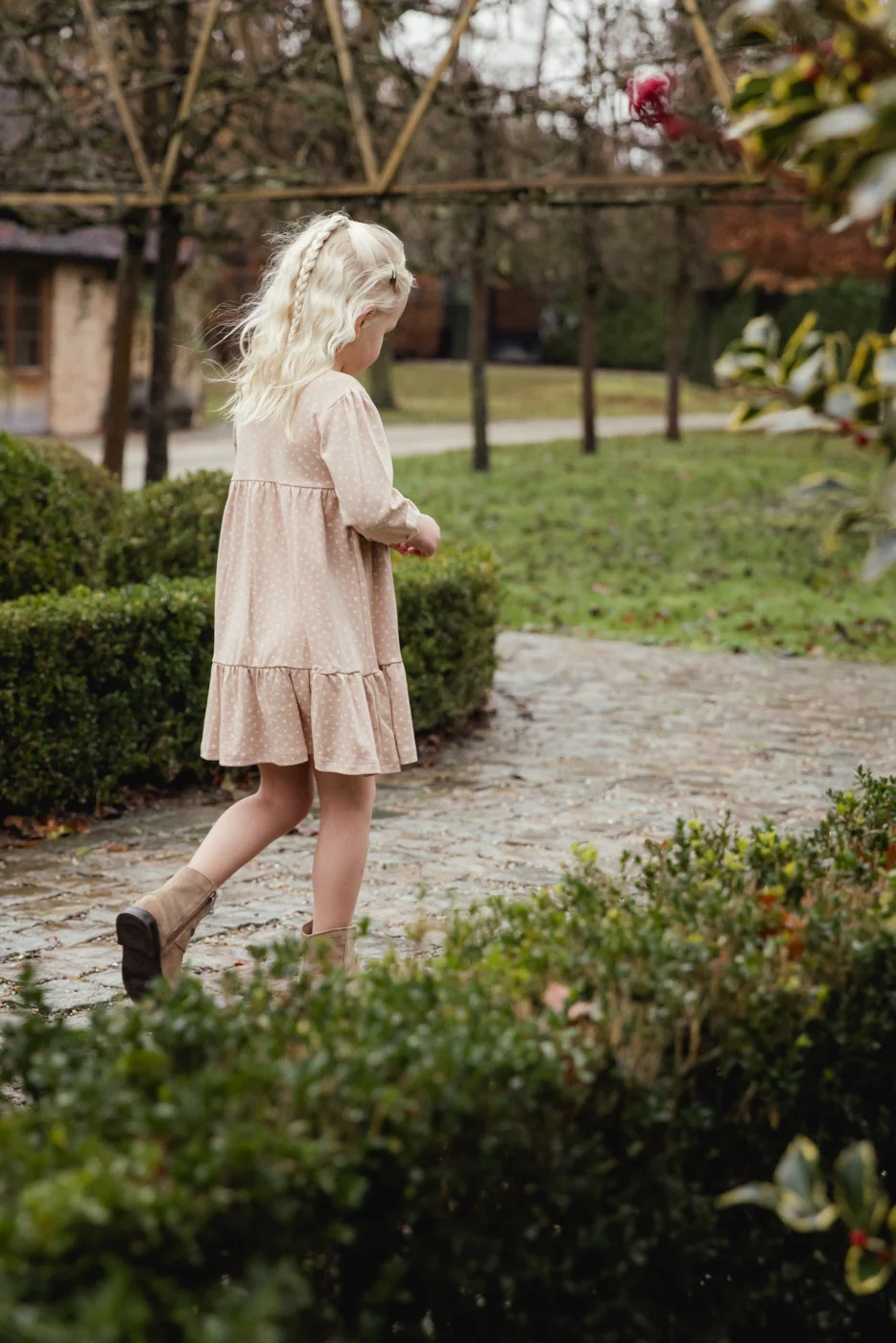 UAUA - tiered dress - rosa floral - Afbeelding 4