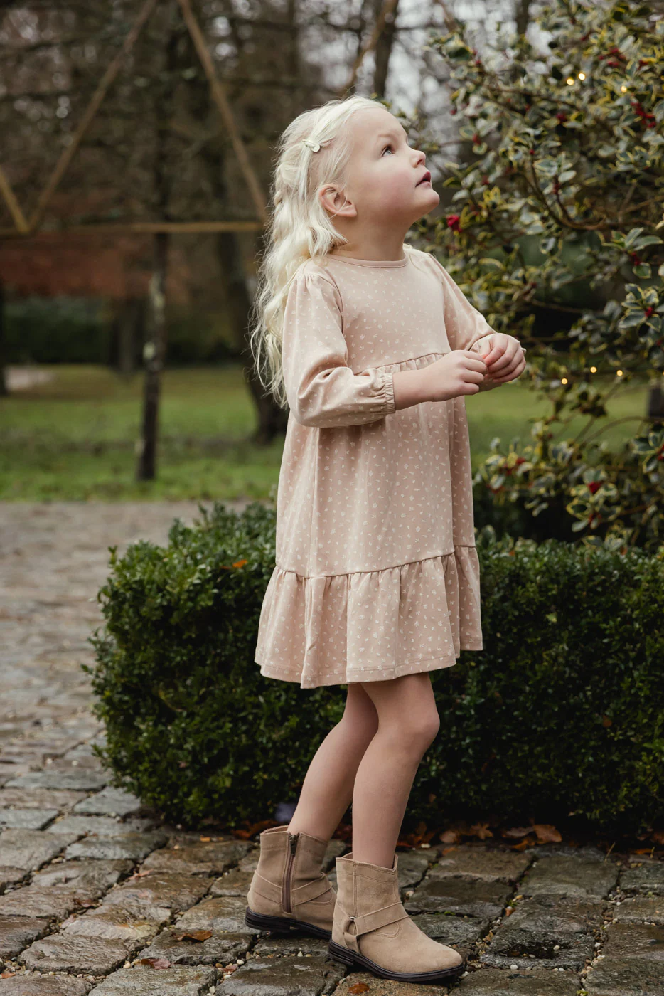 UAUA - tiered dress - rosa floral - Afbeelding 3