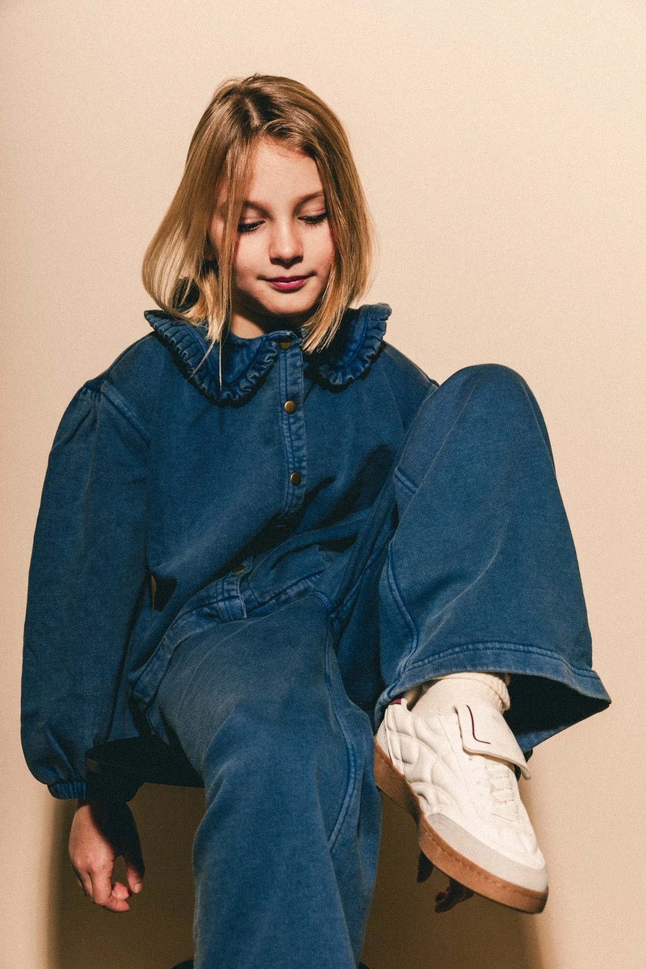 Labo - wide leg sweat pants Dori - blue denim - Afbeelding 4