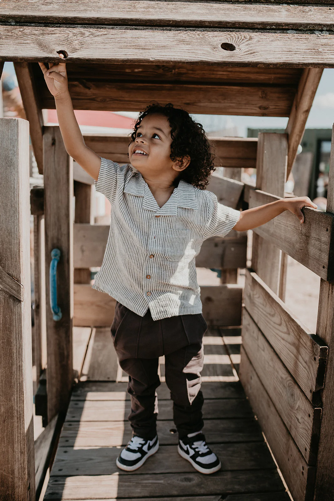 Riffle Amsterdam - gestreept overhemd offwhite/bruin - Afbeelding 3