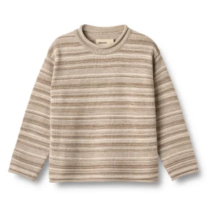 Wheat - merino wool knit pullover Gunnar - warm sand stripe