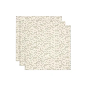 Hydrofiele doek Animals - olive green - 3 stuks