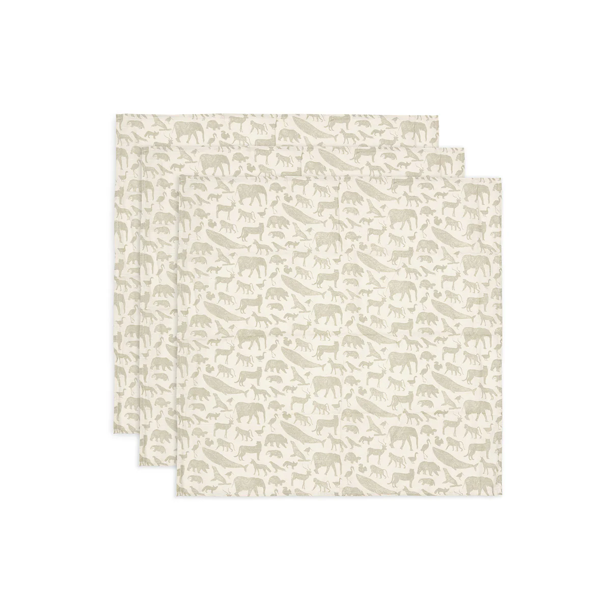 Hydrofiele doek Animals - olive green - 3 stuks - Afbeelding 2