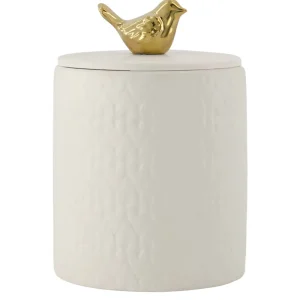 Zusss Keramieken Geurkaars met deksel - Vogel Structuur Hartjes - Wit