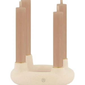 Zusss - Keramieken kandelaar voor 4 dinerkaarsen rond - Zand