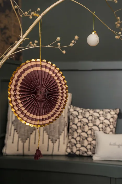 Zusss- Papieren waaier - Poederroze/Roestbruin- 30cm - Afbeelding 4