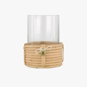 ZUSSS WINDLICHT GLAS MET ROTAN Ø12X16CM