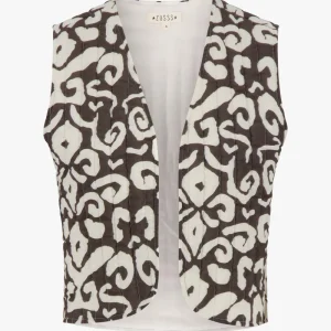 Zusss - Gilet ornament print - Antracietgrijs/zand
