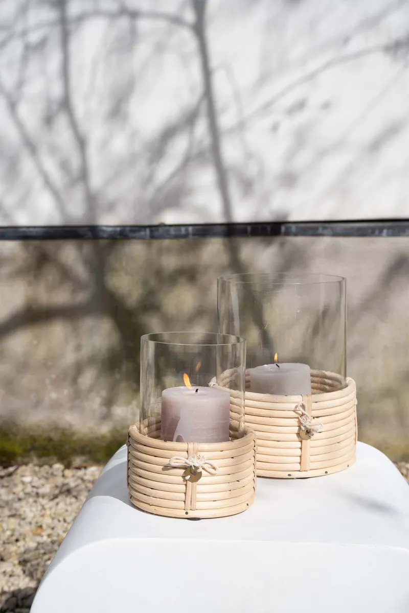 ZUSSS WINDLICHT GLAS MET ROTAN Ø17X22CM - Afbeelding 3