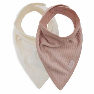 Jollein- Slab Bandana Velvet Rib - Wild Rose/Ivory - 2 Stuk