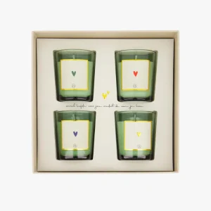 Zusss - Set van 4 glaskaarsjes Hartje - Wit