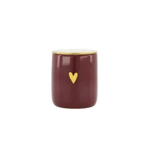 Zusss - Keramieken Geurkaars - Warme Wol Hartje - Donkerrood M