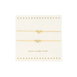 Zusss Kaart Vriendschapsarmbandjes - Hartje - Offwhite/Goud