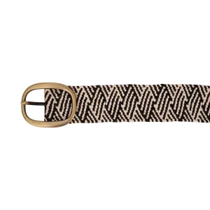 Zusss - Raffia riem met patroon - Off white/Zwart