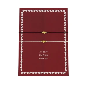 Zusss - ansichtkaart met vriendschapsarmbandjes - Rood/zwart/goud