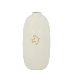 Zusss - Vaasje Keramiek Vogeltje - Wit/Goud