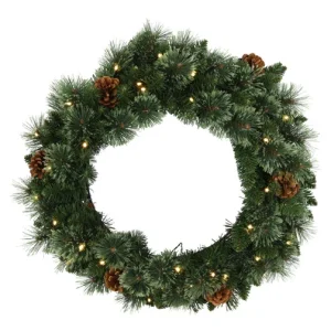 Krans - groen - kerst - met Led-verlichting