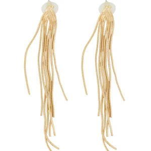 Zusss - Lange Oorbellen Met Visgraat Structuur - Goud