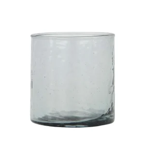 Zusss - Waxinelichthouder Hammered Glas M - Grijsblauw