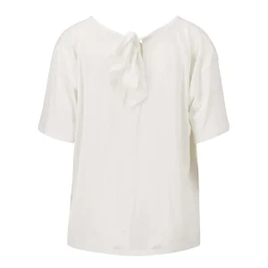 Zusss - Jersey wijde top met strik in nek - Wit