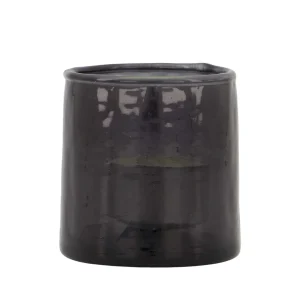 Zusss - Waxinelichthouder Hammered Glas S - Antracietgrijs