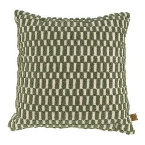 Zusss - Kussen Corduroy/Velvet Grafisch 45x45cm - Offwhite/Groen