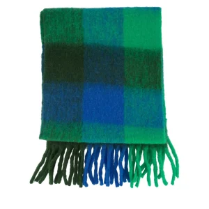Zusss Sjaal ruit met franje - Kobaltblauw/Groen