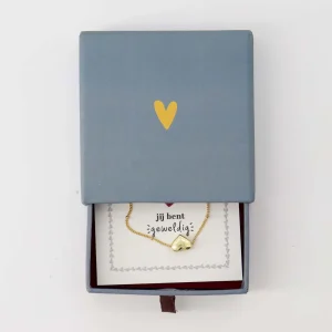 Zusss Armband Hartje In Schuifdoosje - Leukerd - Grijsblauw