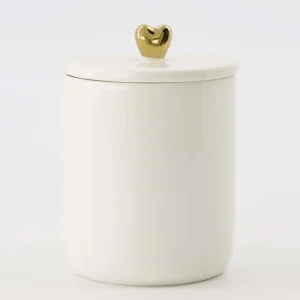 Zusss Bewaarpotje keramiek smal hartje wit/goud