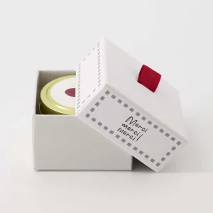 Geurkaarsje Tinnen In Doosje Merci Wit/Grijsblauw