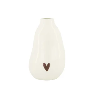 Zusss - Vaasje keramiek hartje - wit/port