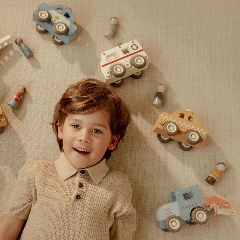 Little Dutch - Houten bulldozer – Blauw – Essentials - Afbeelding 5