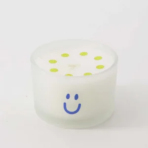 Zusss Geurkaarsje Glas Smiley Wit/ Blauw