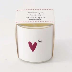 Zusss Geurkaarsje in Wikkel Hartje Wit/ Rood