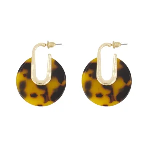 Zusss - Oorbellen Met Resin Rondje - Mid Brown