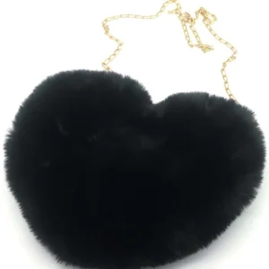 Fluffy Tas in vorm van een Hart met goudkleurig ketting / hengsel
