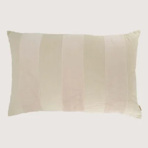 Zusss Kussen Streep Katoen/Velvet 60x40cm - Zand