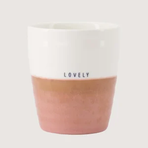 Zusss Koffiemok Lovely - Wit/Donkerroze