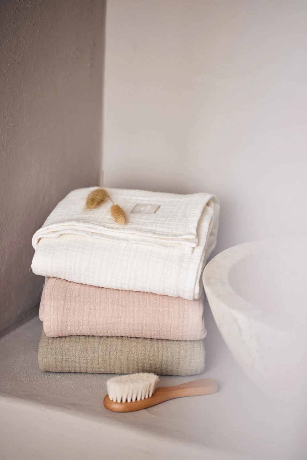 Hydrofiele doek olive green & ivory - 4 stuks - Afbeelding 4